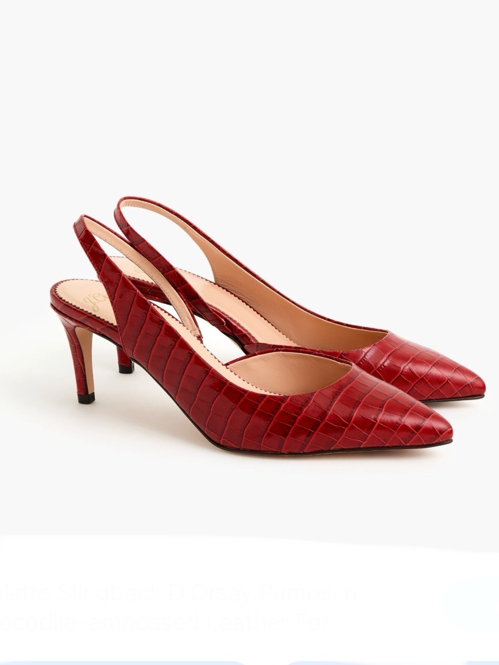 J.CREW Colette slingback d'Orsay pumps in crocodile-embossed leather